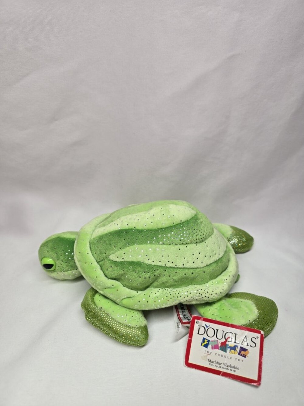 DOUGLAS Green TURTLE 9" Cuddle Toy Silver SPARKLE Plush Stuffed Animal Lovey Sea